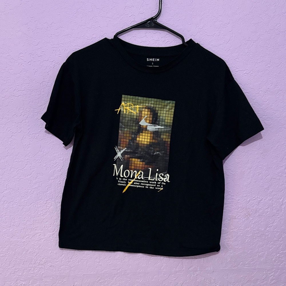SHEIN Black Mona Lisa Graphic Tee